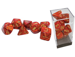 Chessex Dice: 7 Set Mega-hedral Scarab Scarlet Gold CHX22414